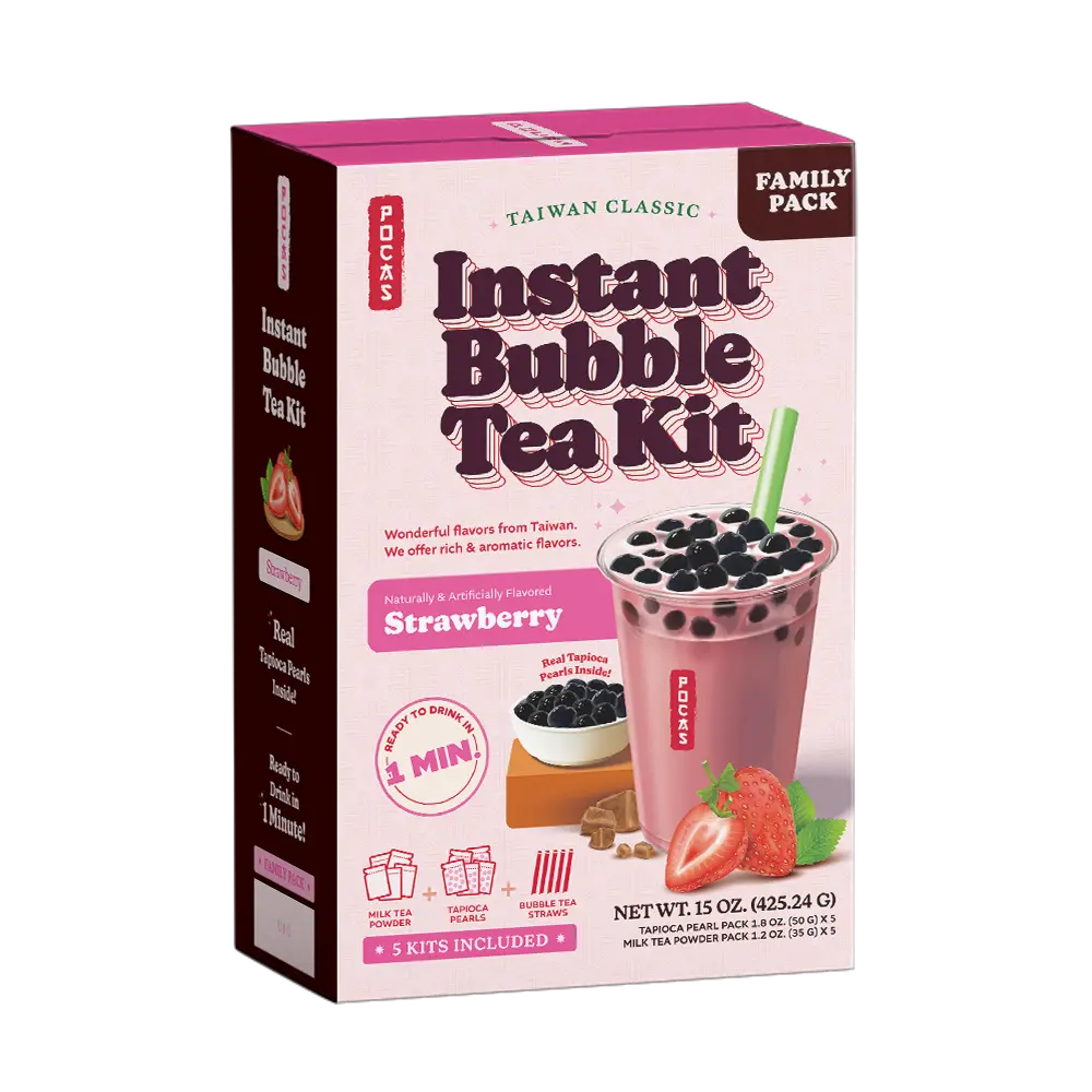 [BUB424] POCAS BUBBLE TEA DIY KIT - STRAWBERRY 8X5PK/425G
