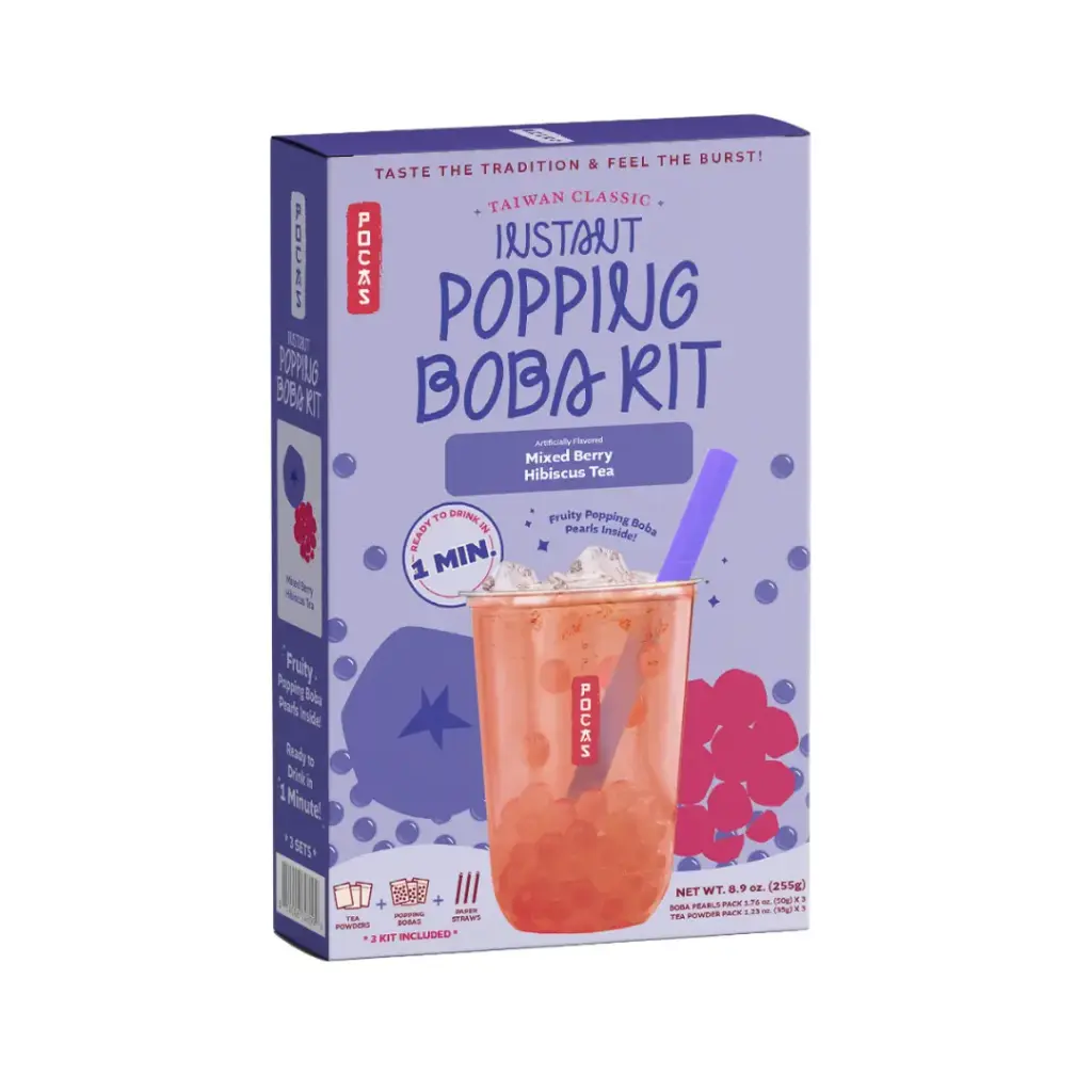 [BUB622] POCAS POPPING BOBA DIY KIT MIXED BERRY HIBISCUS TEA 12X3PK/255G