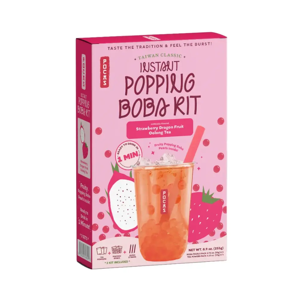 [BUB623] POCAS POPPING BOBA DIY KIT STRAWBERRY DRAGONFRUIT OOLONG TEA12X3PK/255G