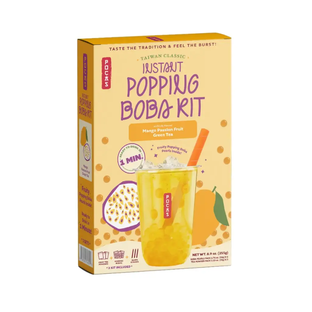 [BUB624] POCAS POPPING BOBA DIY KIT MANGO PASSION FRUIT GREEN TEA 12X3PK/255G