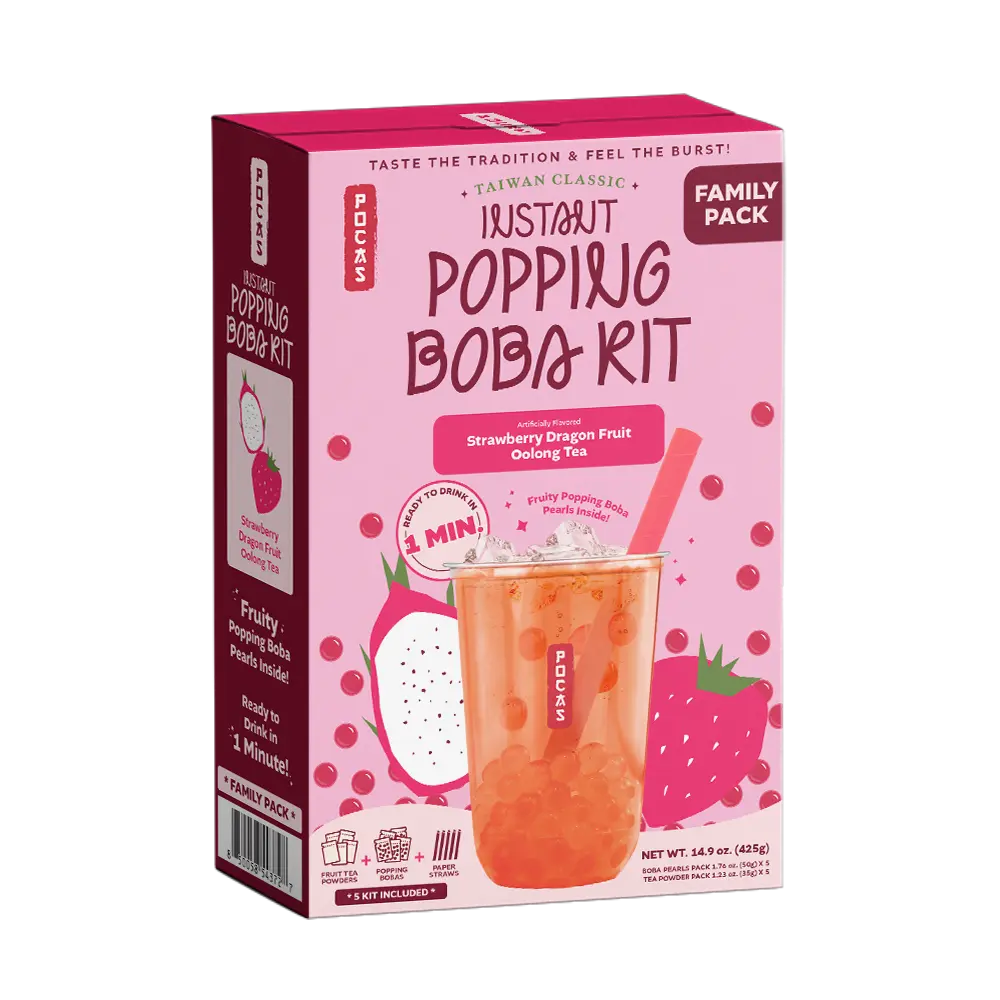 POCAS POPPING BOBA DIY KIT STRAWBERRY DRAGONFRUIT OOLONG TEA 8X5PK/425G