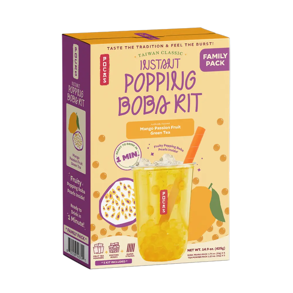 POCAS POPPING BOBA DIY KIT MANGO PASSION FRUIT GREEN TEA 8X5PK/425G