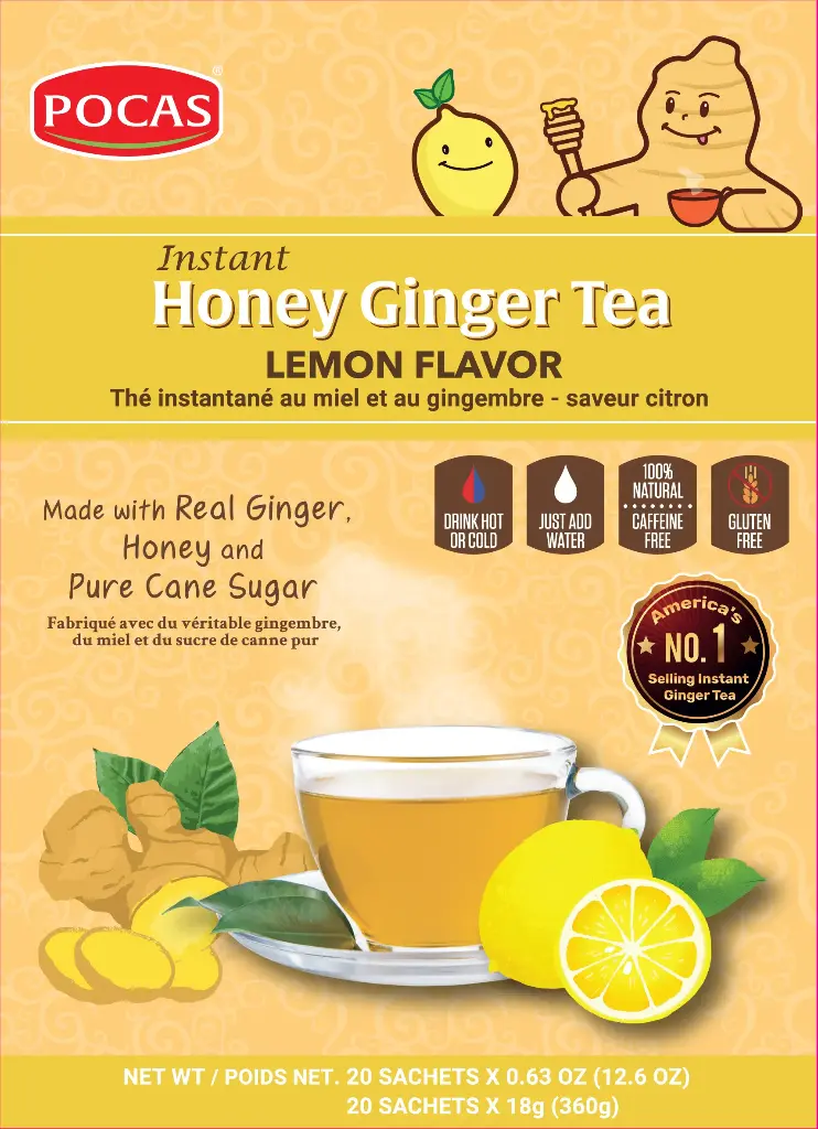 [GIN122] POCAS HONEY GINGER TEA WITH LEMON 12X20PK/18G