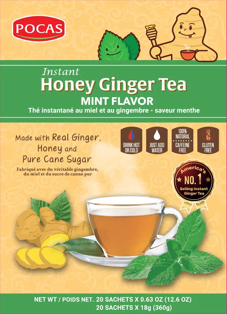 [GIN123] POCAS HONEY GINGER TEA WITH MINT 12X20PK/18G