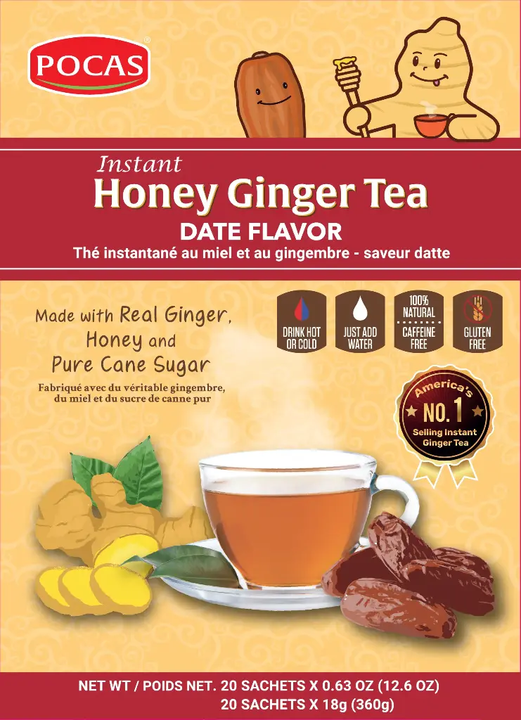 [GIN126] POCAS HONEY GINGER TEA WITH DATE 12X20PK/18G