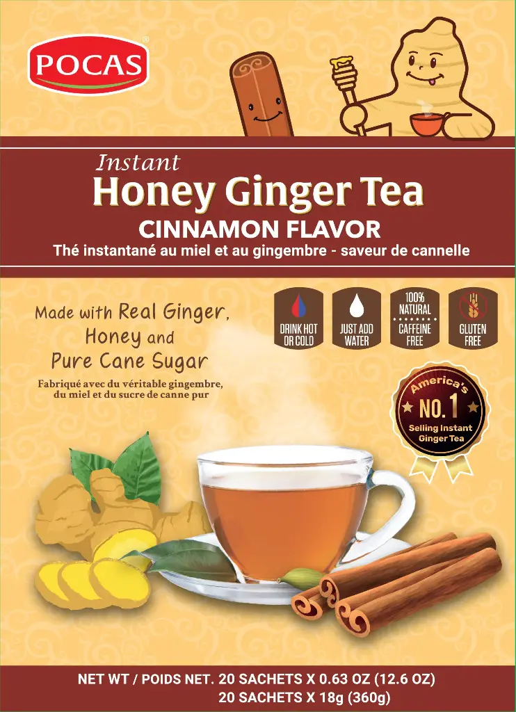 [GIN127] POCAS HONEY GINGER TEA WITH CINNAMON 12X20PK/18G