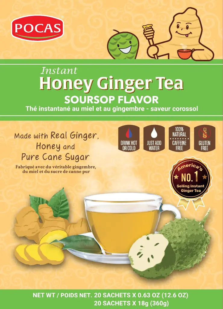 [GIN128] POCAS HONEY GINGER TEA WITH SOURSOP 12X20PK/18G