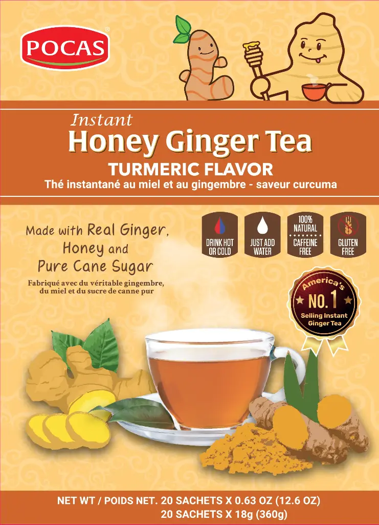 [GIN129] POCAS HONEY GINGER TEA WITH TURMERIC 12X20PK/18G