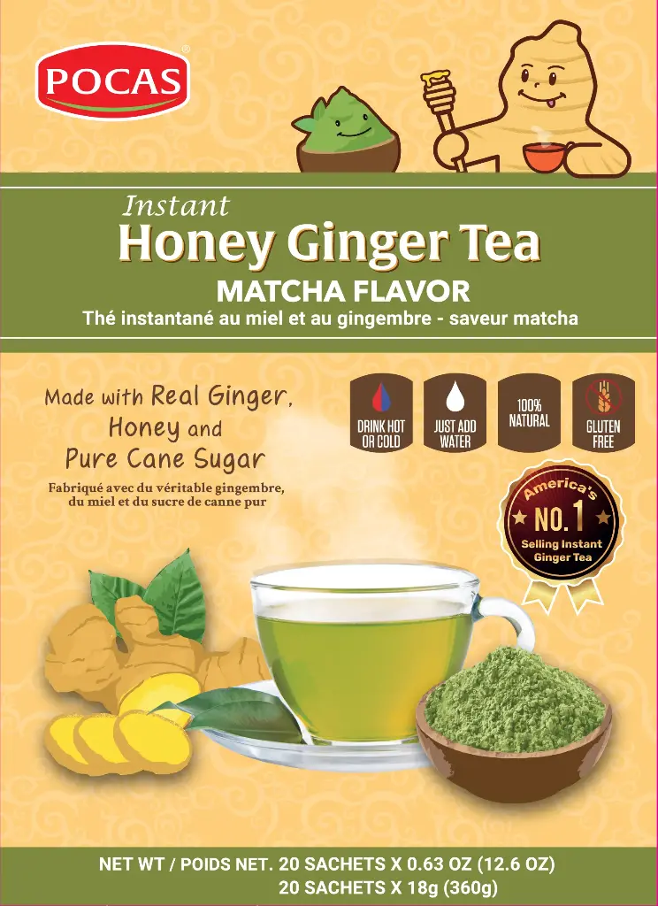 POCAS HONEY GINGER TEA WITH MATCHA 12X20PK/18G