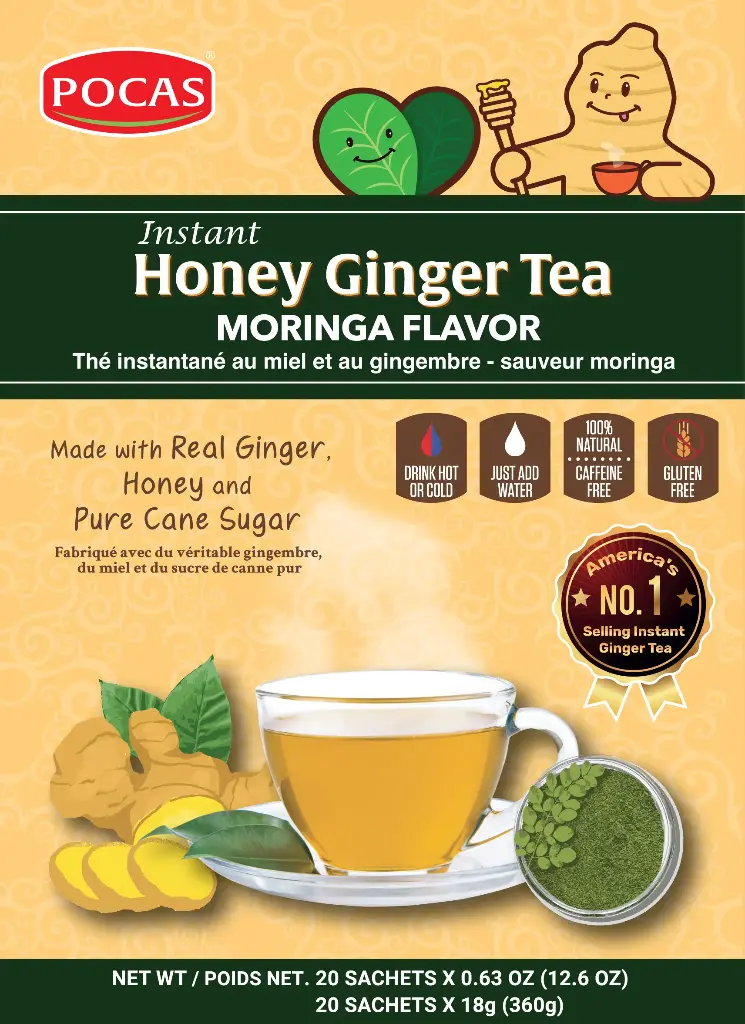 [GIN131] POCAS HONEY GINGER TEA WITH MORINGA 12X20PK/18G
