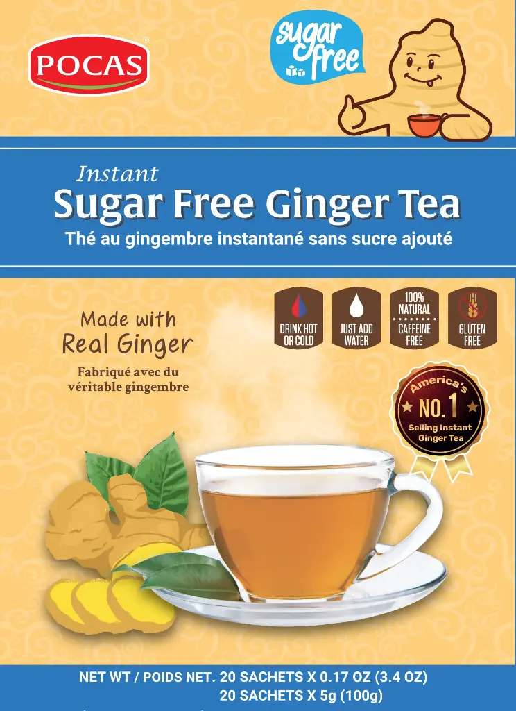 [GIN132] POCAS HONEY GINGER TEA SUGAR FREE 12X20PK/5G
