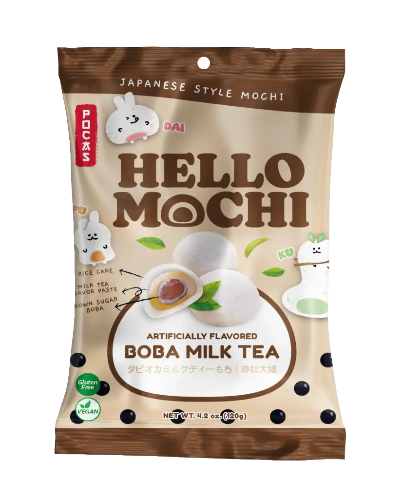 [MUC311] POCAS HELLO MOCHI BOBA MILK TEA BAG 12X16/240G