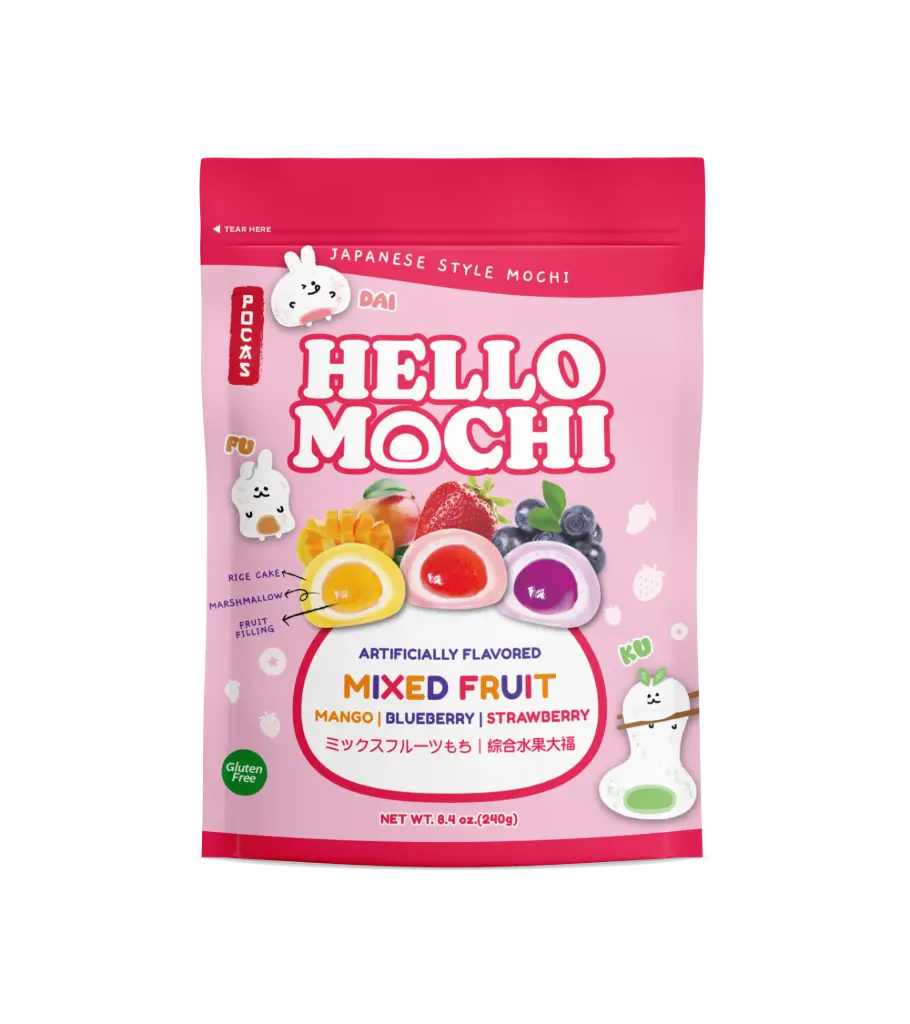 POCAS HELLO MOCHI MIX FRUIT BAG 12X16/240G