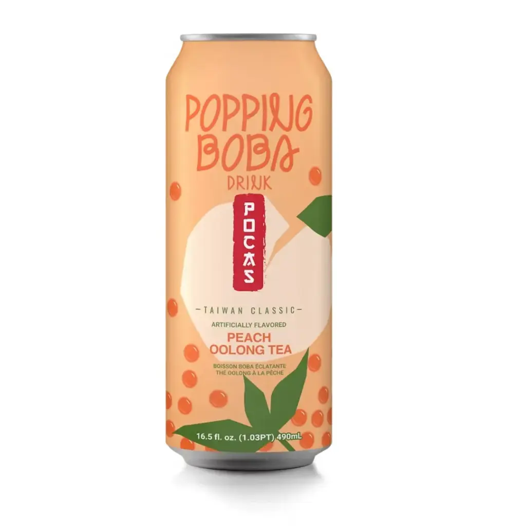 [BUB211] POCAS POPPING BOBA PEACH OOLONG TEA 24X490ML