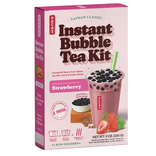 [BUB414] POCAS BUBBLE TEA DIY KIT - STRAWBERRY 12X3PK/255G