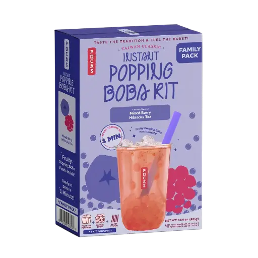 [BUB632] POCAS POPPING BOBA DIY KIT MIXED BERRY HIBISCUS TEA 8X5PK/425G