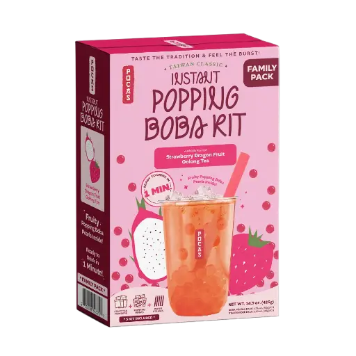 [BUB633] POCAS POPPING BOBA DIY KIT STRAWBERRY DRAGONFRUIT OOLONG TEA 8X5PK/425G