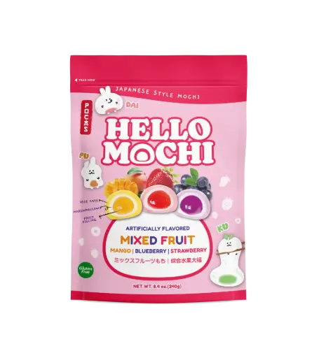 [MUC312] POCAS HELLO MOCHI MIX FRUIT BAG 12X16/240G